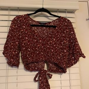 Maroon Crop Top Tie Back